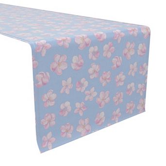 Table Runner, 100% Cotton, 16x90", Pink Apple Blossoms