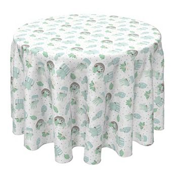Round Tablecloth, 100% Cotton, 60 Round", Trendy Pastel Succulents