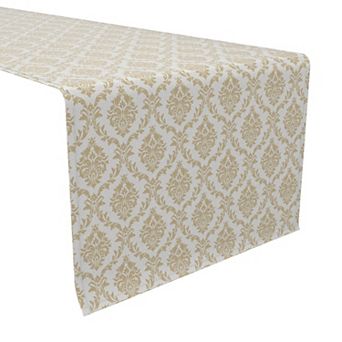 Table Runner, 100% Cotton, 16x108", Ornate Golden Damask