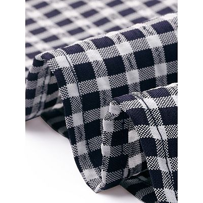 Summer Gingham Tops for Women's Square Neck Ruffle Sleeve Blouse