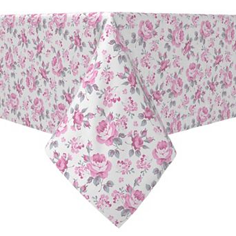 Square Tablecloth, 100% Cotton, 60x60", Trendy Spring Floral