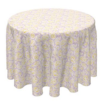 Round Tablecloth, 100% Cotton, 60 Round", Yellow and Purple Doodles