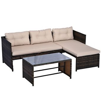 Outsunny Rattan Wicker Furniture Set with Table