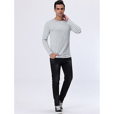 Men's Striped T-shirt Long Sleeves Crew Neck Stripe Basic Tops