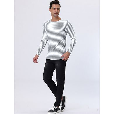 Men's Striped T-shirt Long Sleeves Crew Neck Stripe Basic Tops
