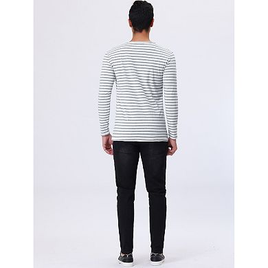 Men's Striped T-shirt Long Sleeves Crew Neck Stripe Basic Tops