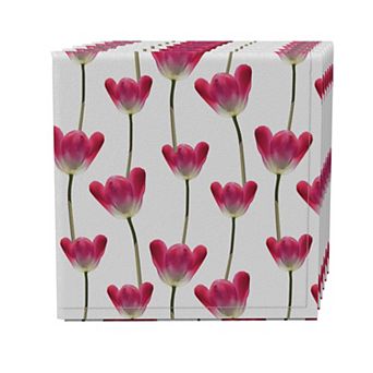 Napkin Set of 4, 100% Cotton, 20x20", Tulips in Bloom