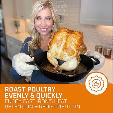 Pre-Seasoned Cast Iron Chicken Roaster Turkey Roasting Pan Use In Oven, Stove