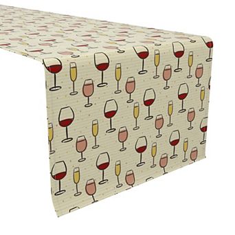 Table Runner, 100% Cotton, 16x90", Simple Wine Glasses
