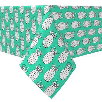 Square Tablecloth, 100% Cotton, 60x60", Neon Pineapples