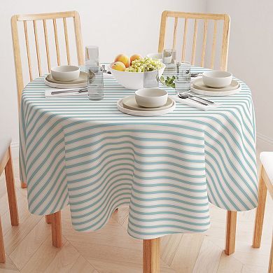 Round Tablecloth, 100% Cotton, 60 Round", Blue Horizontal Stripe