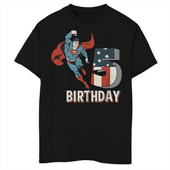 Boys Superman 5 Birthday USA Flag Graphic Tee