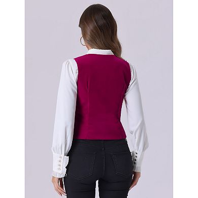 Women's Velvet Business Sleeveless Single Breasted Steampunk Suits Vest