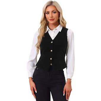 Women's Velvet Business Sleeveless Single Breasted Steampunk Suits Vest