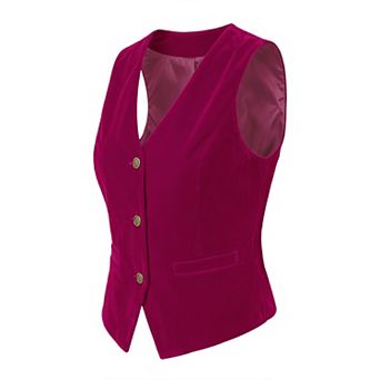 Women's Velvet Business Sleeveless Single Breasted Steampunk Suits Vest