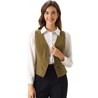 Women's Velvet Business Sleeveless Single Breasted Steampunk Suits Vest