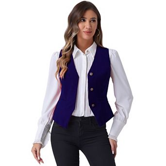 Women's Velvet Business Sleeveless Single Breasted Steampunk Suits Vest