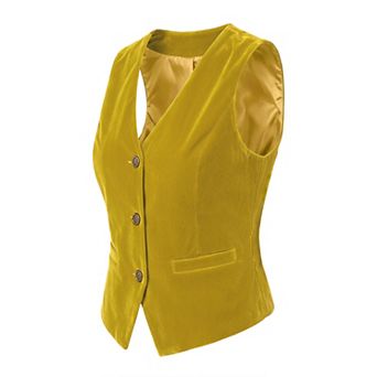 Women's Velvet Business Sleeveless Single Breasted Steampunk Suits Vest