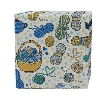 Napkin Set of 4, 100% Cotton, 20x20", Love to Knit