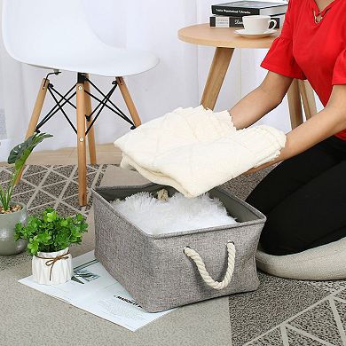 Collapsible Storage Bin Basket Organizer Box Fabric Container S Size Gray S