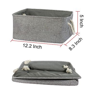 Collapsible Storage Bin Basket Organizer Box Fabric Container S Size Gray S