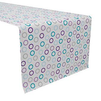 Table Runner, 100% Cotton, 16x90", Purple and Blue Outlined Dots