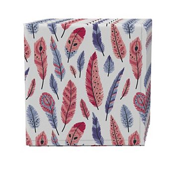 Napkin Set of 4, 100% Cotton, 20x20", Colored Feathers