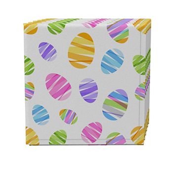 Napkin Set of 4, 100% Cotton, 20x20", Ribbon Easter Eggs