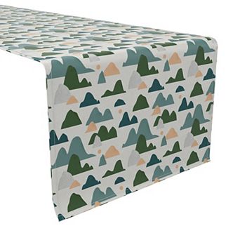 Table Runner, 100% Cotton, 16x90", Abstract Landscape