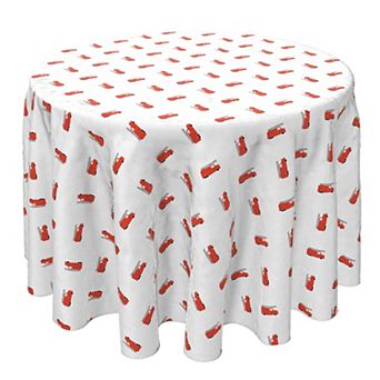 Round Tablecloth, 100% Cotton, 60 Round", Fire Engine Pattern