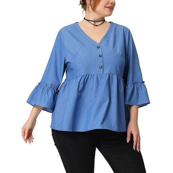 Women's Fashion Striped Shirt Plus Size V Neck Blouse main image 0