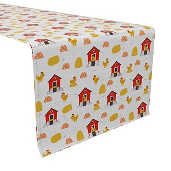 Table Runner, 100% Cotton, 16x90", Cartoon Farm