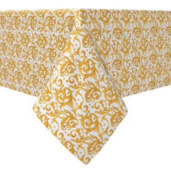Square Tablecloth, 100% Cotton, 60x60", Golden Damask