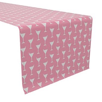 Table Runner, 100% Cotton, 16x108", Simple Martinis Pink
