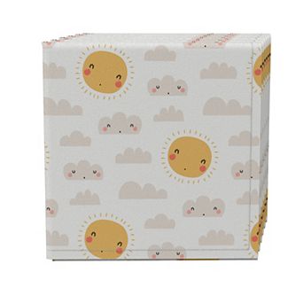 Napkin Set of 4, 100% Cotton, 20x20", Sun and Clouds