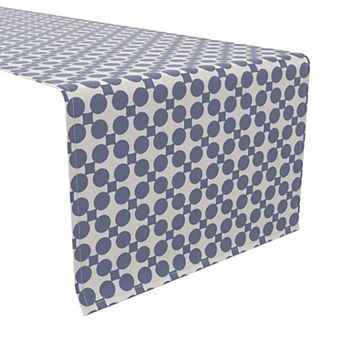 Table Runner, 100% Cotton, 16x90", Blue Dot Design