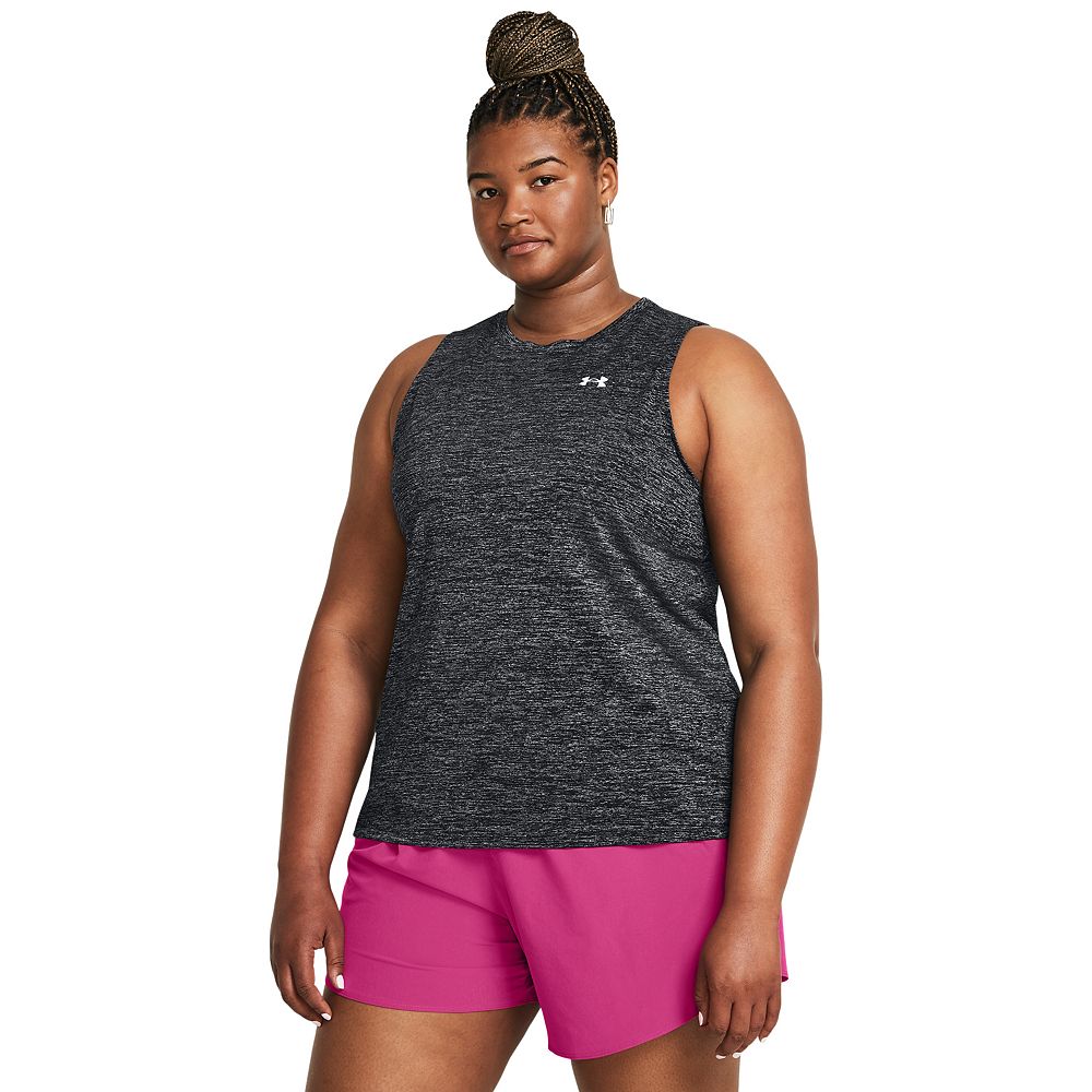 (取寄) アンダーアーマー レディース プラス サイズ テック タンク ツイスト Under Armour women Plus Size Tech Tank Twist Black/White Plus Size Under Armour Tech™ Twist Tank Top