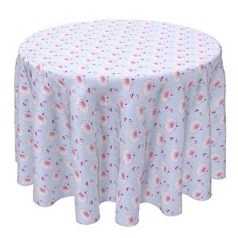 Round Tablecloth, 100% Cotton, 60 Round", Delicate Flower Illustration