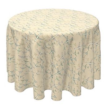 Round Tablecloth, 100% Cotton, 60 Round", Modern Airplane Sketch