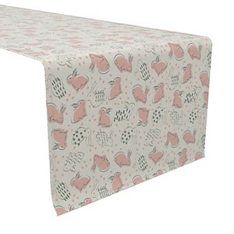 Table Runner, 100% Cotton, 16x72", Patterned Bunnies