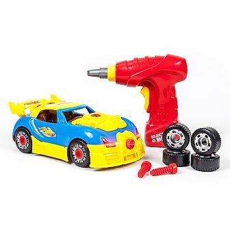 PicassoTiles 30 pc LED Race Car Take-Apart Kit w/ Toy Drill, STEM Toy for Kids Age 3 & Up, PTT302