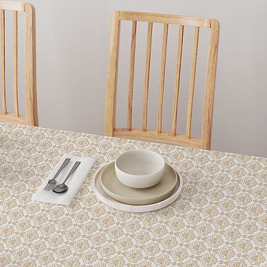 Round Tablecloth, 100% Cotton, 60 Round", Elegant Golden Design
