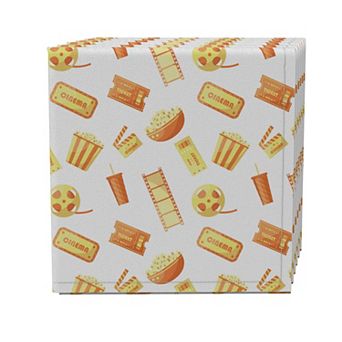 Napkin Set of 4, 100% Cotton, 20x20", Time at the Cinema