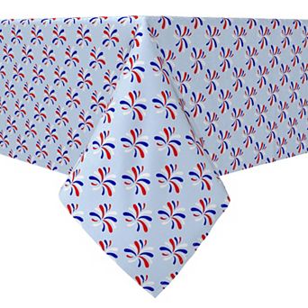 Square Tablecloth, 100% Cotton, 60x60", Red White and Blue Fireworks