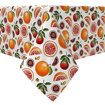 Square Tablecloth, 100% Cotton, 60x60", Sketches of Citrus Fruits