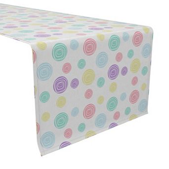 Table Runner, 100% Cotton, 16x72", Drawn Pastel Dots