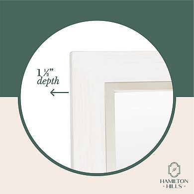 24" X 36" Rustic White Framed Wood Rectangular Mirror Large White Washed