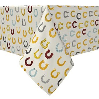 Square Tablecloth, 100% Cotton, 60x60", Horseshoe Icons