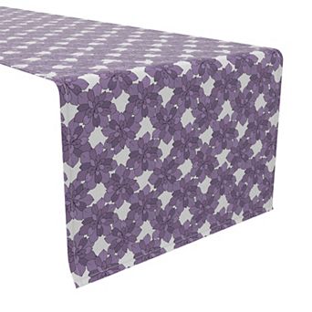 Table Runner, 100% Cotton, 16x90", Purple Floral Succulents