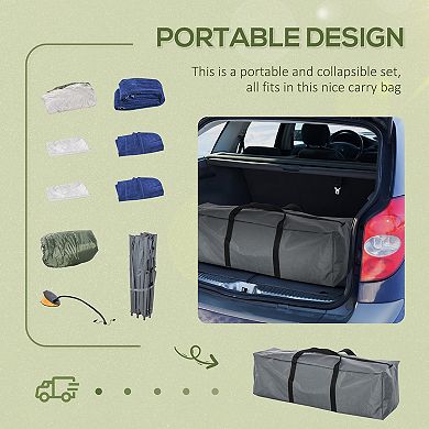 Outsunny 2-Person Collapsible Portable Camping Cot Bed Set with Sleeping Bag